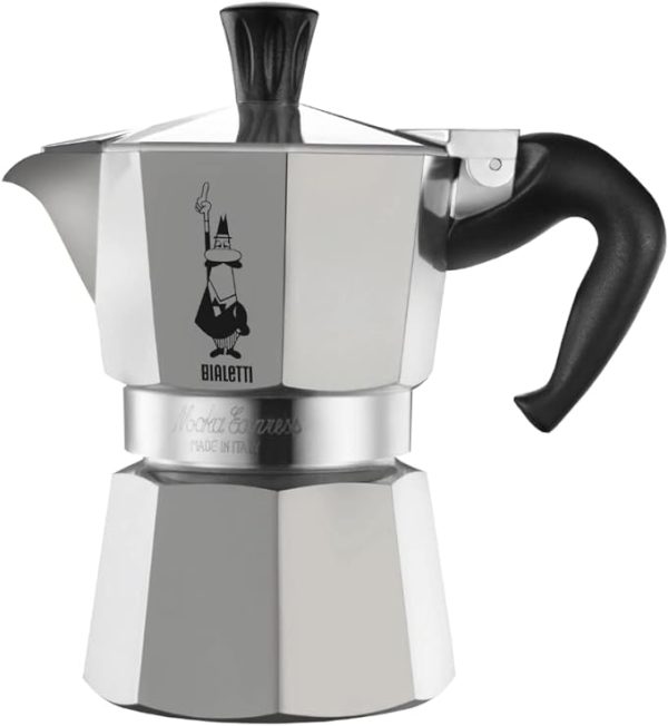 Bialetti Moka Express 3 filxhan  (4,3 Oz - 130 ml), alumin, argjend